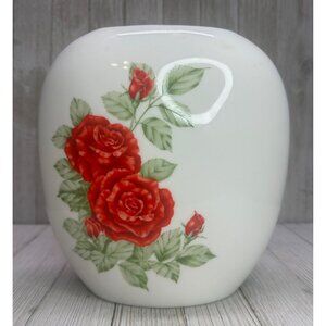 Vintage Andrea by Sadek #7182 Floral Red Rose Vase 7" Tall Valentine Gift